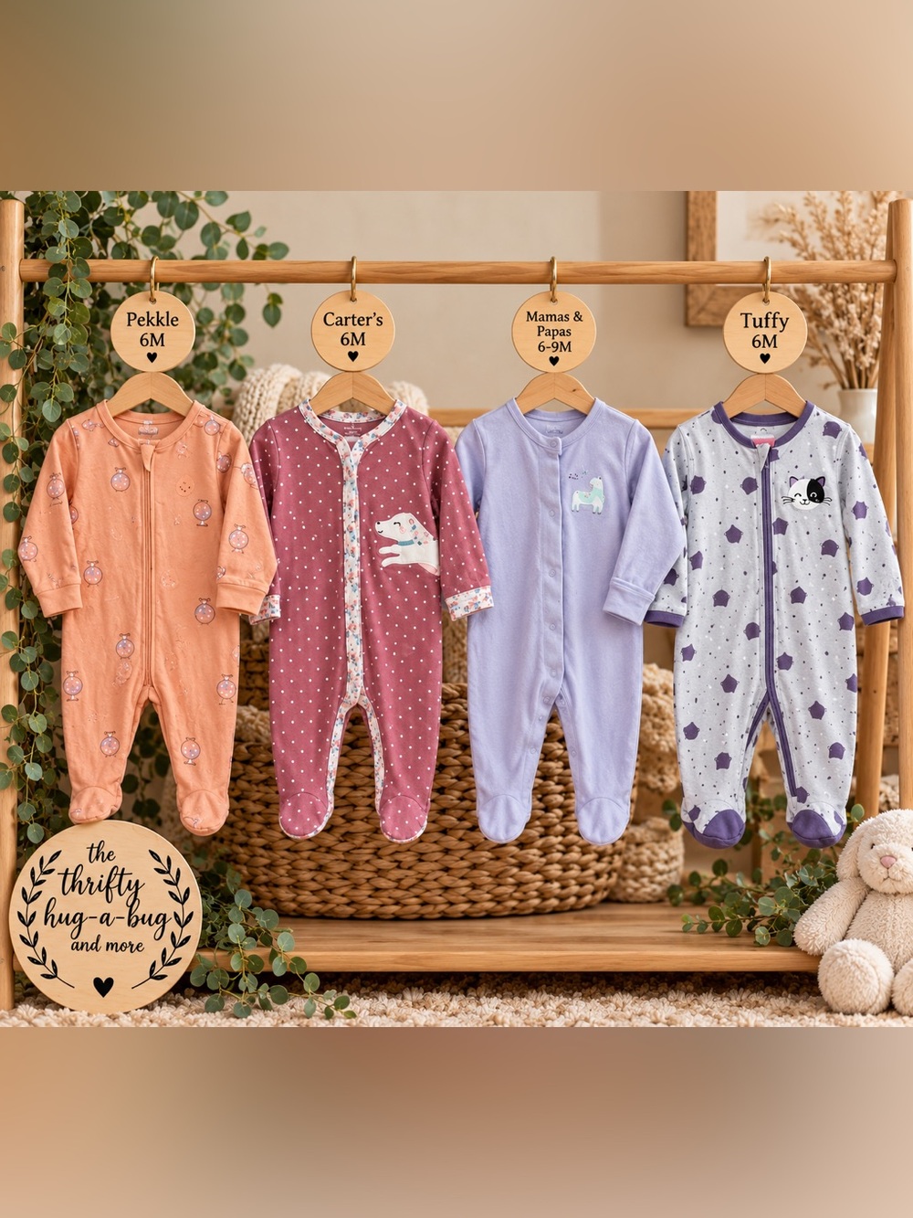Baby Girl 6-9M Sleeper Bundle | Carter’s Pekkle Mamas & Papas Tuffy 4-Piece